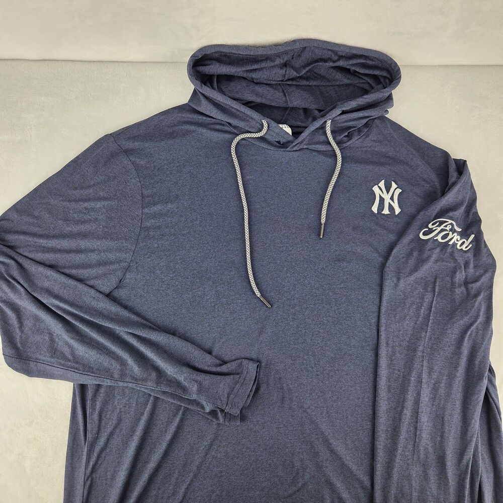 NY Yankees SGA XL Lightweight Hoodie Ford Sleeve Logo Pullover Blue - Picture 2 of 12